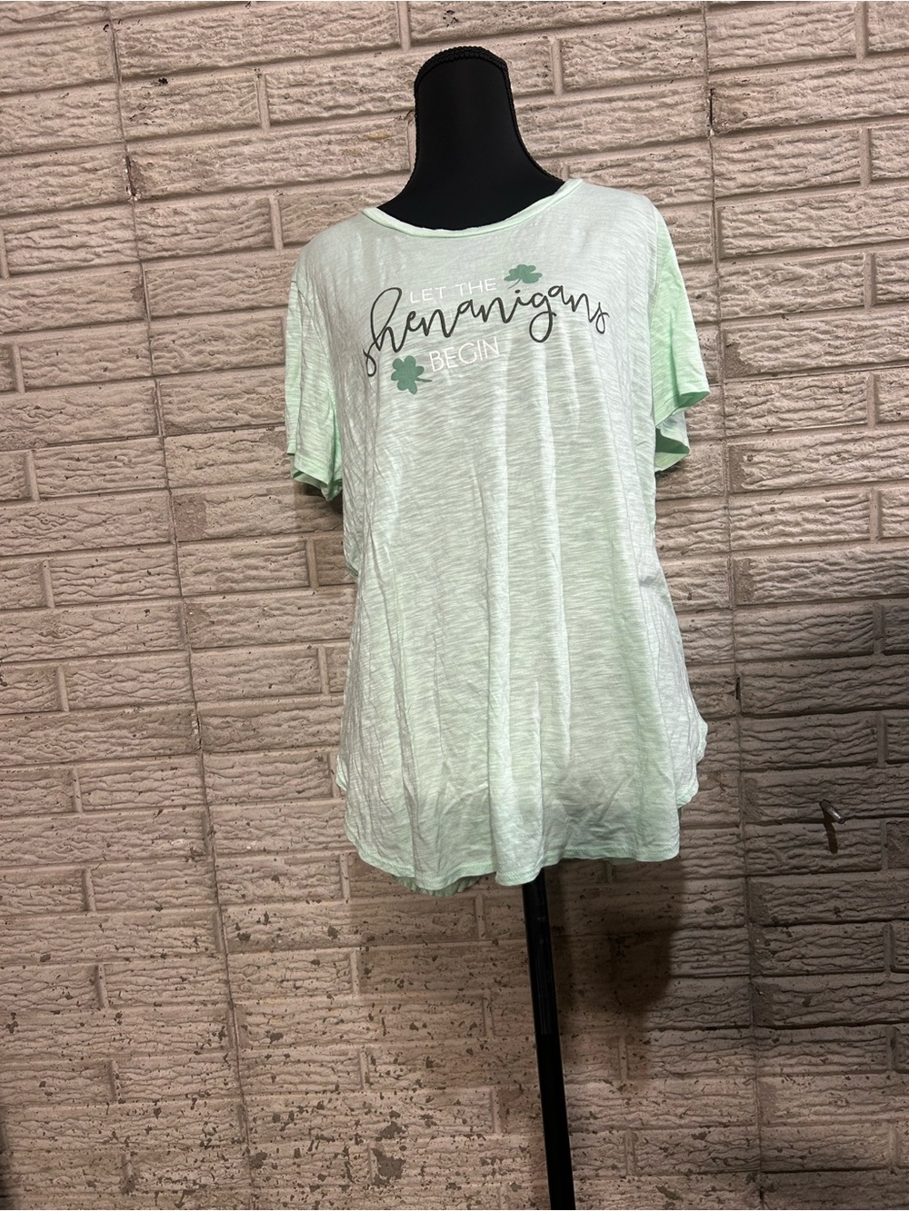 Let the Shenanigans Begin Mint Green Women's Graphic Tee Size XL
